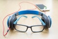 Glasses and headphone Royalty Free Stock Photo