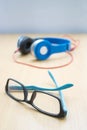 Glasses and headphone Royalty Free Stock Photo