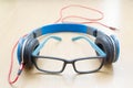 Glasses and headphone Royalty Free Stock Photo