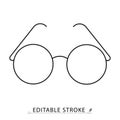 Glasses icon in minimal line style with editable stroke. Eyewear accessory, round spectacles, optical vision tool Royalty Free Stock Photo