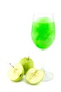 Glasses of juice, apples