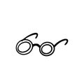Glasses line icon, doodle. Glasses and sunglasses vector illustration. Vintage style eyeglass frame silhouette. Royalty Free Stock Photo