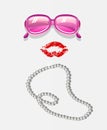Glasses lips and necklace