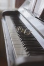 Glasses lying on the keys of a piano Royalty Free Stock Photo