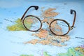 Glasses on a map of europe - Dublin