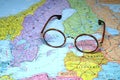 Glasses on a map of europe - Estonia