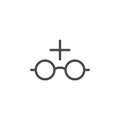 Glasses, mark, read vector icon. Multimedia minimalist outline vector icon Royalty Free Stock Photo