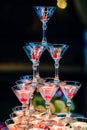 Glasses Martini cocktail with bright lighting Royalty Free Stock Photo