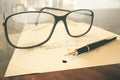 Glasses on mathematical formulas Royalty Free Stock Photo