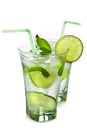 Glasses of mojito isolated