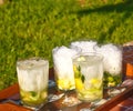 glasses of mojitos with lots of ice and refreshing.