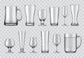 Glasses, mugs and wine glasses realistic vectors