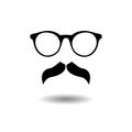 Glasses and mustache icon. Vector.