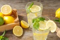 Glasses of natural lemonade on table Royalty Free Stock Photo