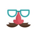 Glasses and nose with mustache icon flat isolated vector Royalty Free Stock Photo