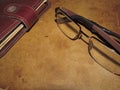 Glasses with a notebook