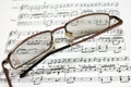 Glasses on notes Royalty Free Stock Photo