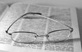 Glasses on an open book Royalty Free Stock Photo