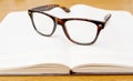 Glasses on open empty book Royalty Free Stock Photo