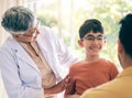 Glasses, optometry and a boy at the clinic for prescription frame lenses to improve vision or eyesight. Medical, kids Royalty Free Stock Photo