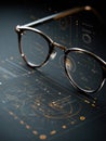 Modern Eyecare Tools and Digital Vision Scan Displayed With Glasses in Minimal Composition and Soft Lighting Royalty Free Stock Photo