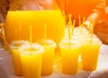 Glasses with orange juice. fair Royalty Free Stock Photo
