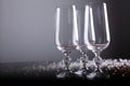 Glasses over a table close-up waiting for celebration, Royalty Free Stock Photo