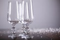 Glasses over a table close-up waiting for celebration, Royalty Free Stock Photo