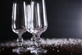 Glasses over a table close-up waiting for celebration, Royalty Free Stock Photo