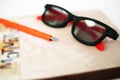 Glasses and pen on the diary Royalty Free Stock Photo