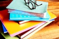 Glasses on a pile of books Royalty Free Stock Photo