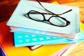 Glasses on a pile of books Royalty Free Stock Photo
