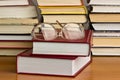 Glasses on a pile of books Royalty Free Stock Photo