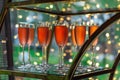 Glasses with pink champagne at a party. Royalty Free Stock Photo