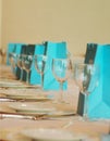 Glasses and plates in a row Royalty Free Stock Photo