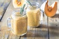 Glasses of pumpkin chia seed pudding Royalty Free Stock Photo