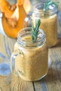 Glasses of pumpkin chia seed pudding Royalty Free Stock Photo