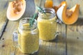 Glasses of pumpkin chia seed pudding Royalty Free Stock Photo