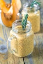 Glasses of pumpkin chia seed pudding Royalty Free Stock Photo