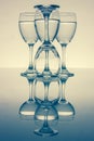 glasses of pure water with its true reflection Royalty Free Stock Photo