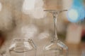 Glasses put upside down on the table Royalty Free Stock Photo