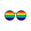 Glasses with rainbow inside and round lenses. Isolated vector clipart and illustration on white background.