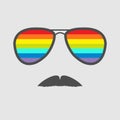 Glasses with rainbow lenses and mustaches. icon.