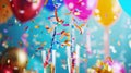 Glasses raised, confetti falling, and festive decor mark a jubilant birthday bash