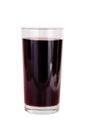 Glasses of red fruit juice on white