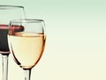 Glasses of red and white wine on light background Royalty Free Stock Photo