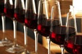 Glasses of red wine in cellar. Expensive drink Royalty Free Stock Photo