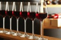 Glasses of red wine in cellar Royalty Free Stock Photo