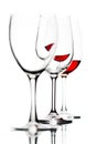 Glasses with red wine isolated on white Royalty Free Stock Photo