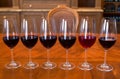 Glasses of red wine in a row Royalty Free Stock Photo